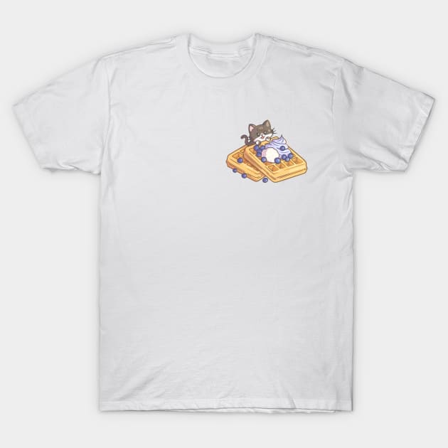 Cute Waffle Cat T-Shirt by AlexBrushes